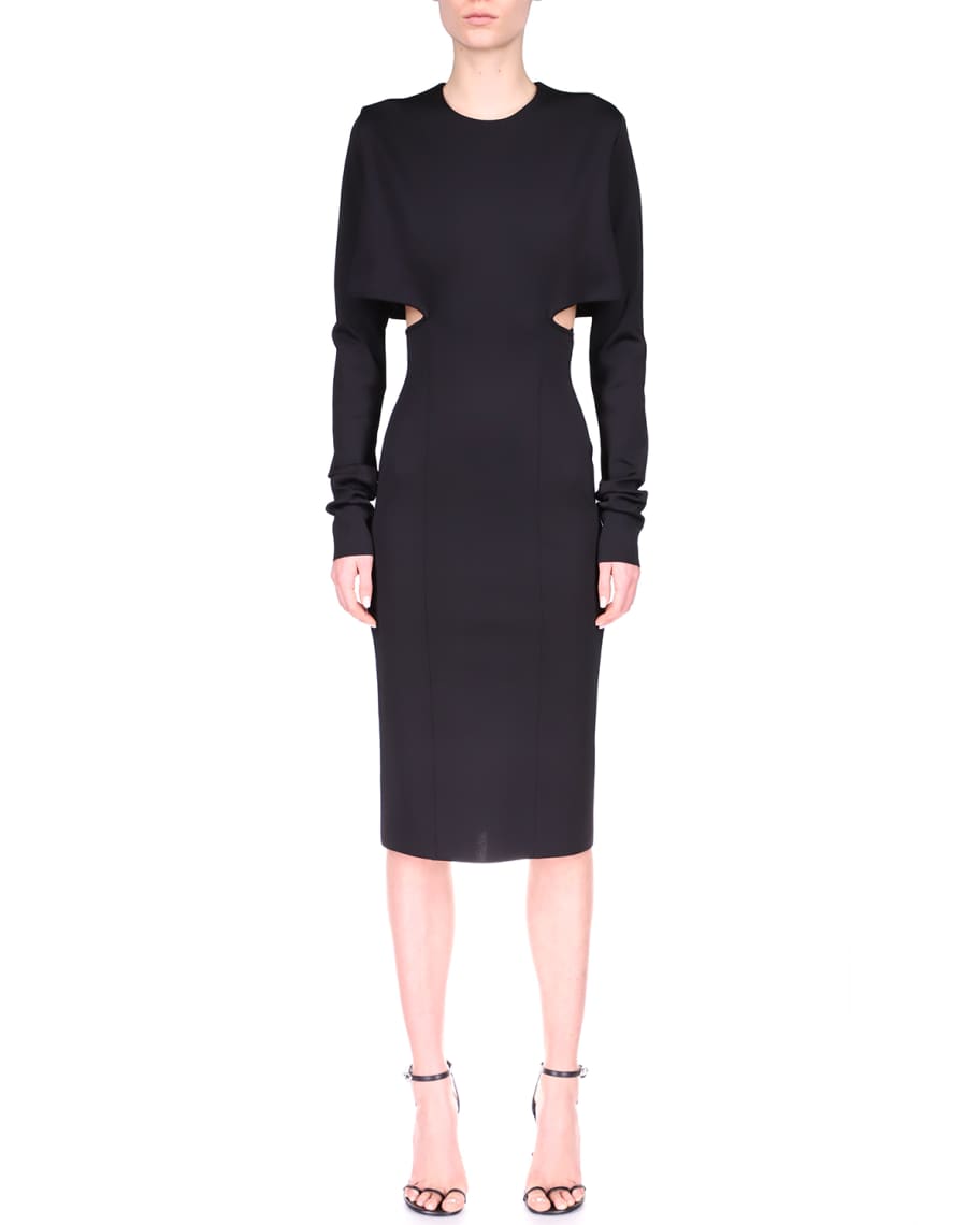 Givenchy Side-Cutout Viscose Milano Midi Dress | Neiman Marcus