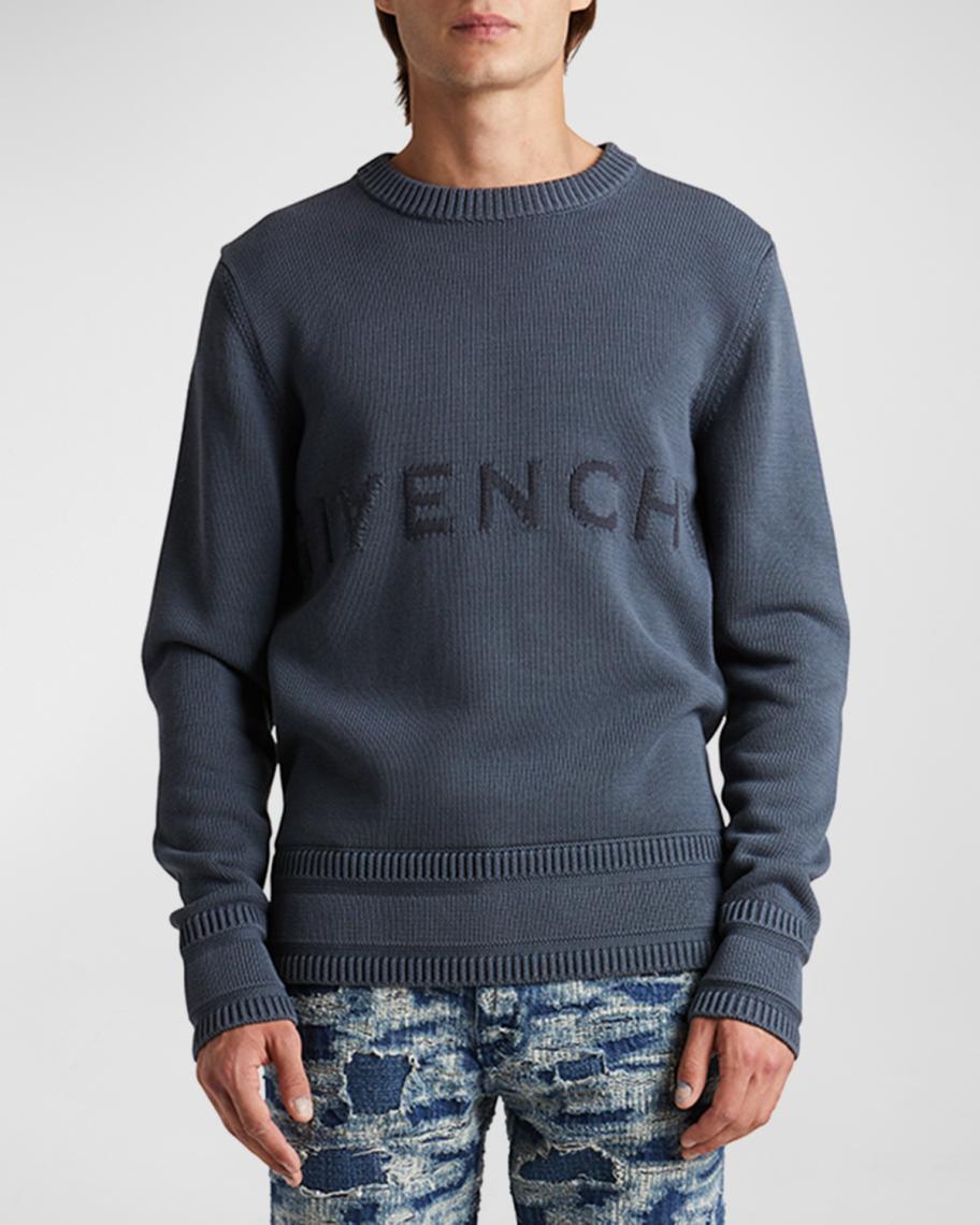 Givenchy Men's Cotton Logo Crew Sweater | Neiman Marcus