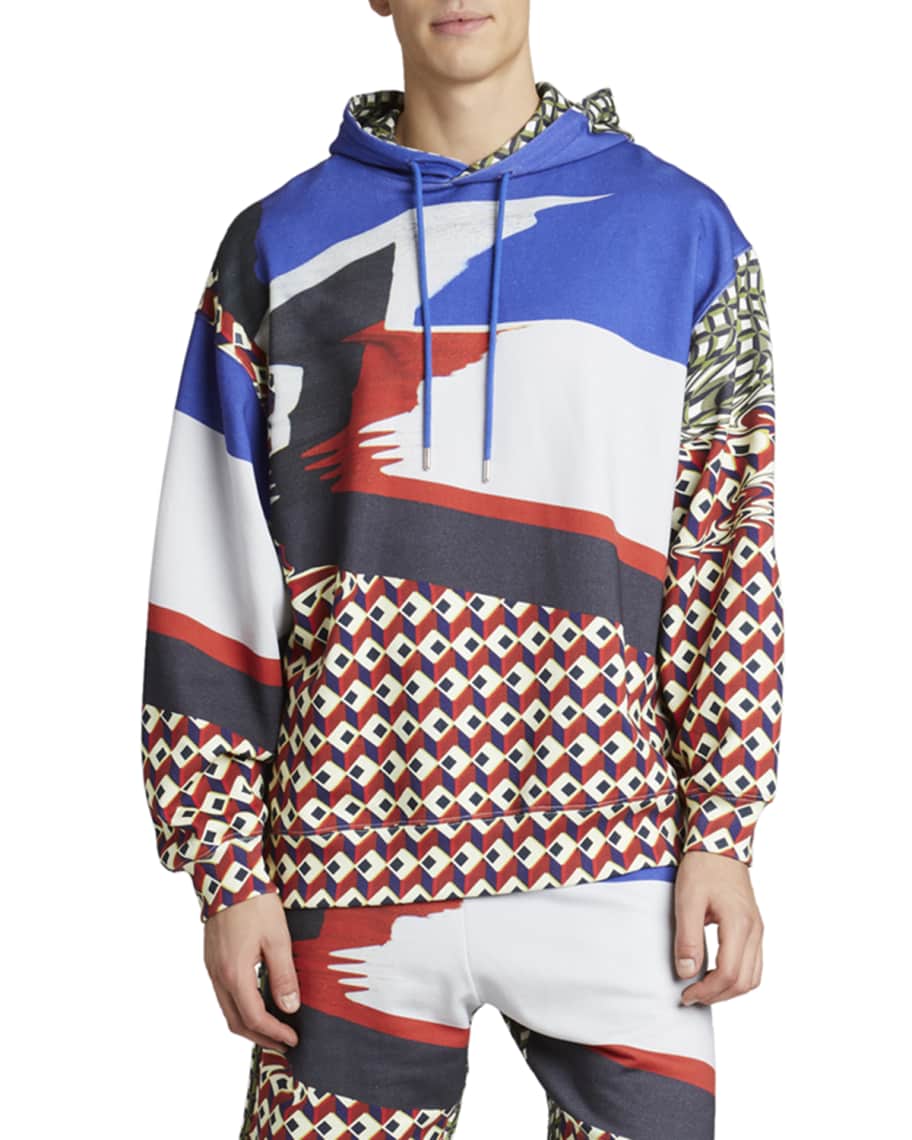 Dries Van Noten Men's Haxel Multi-Pattern Pullover Hoodie | Neiman Marcus