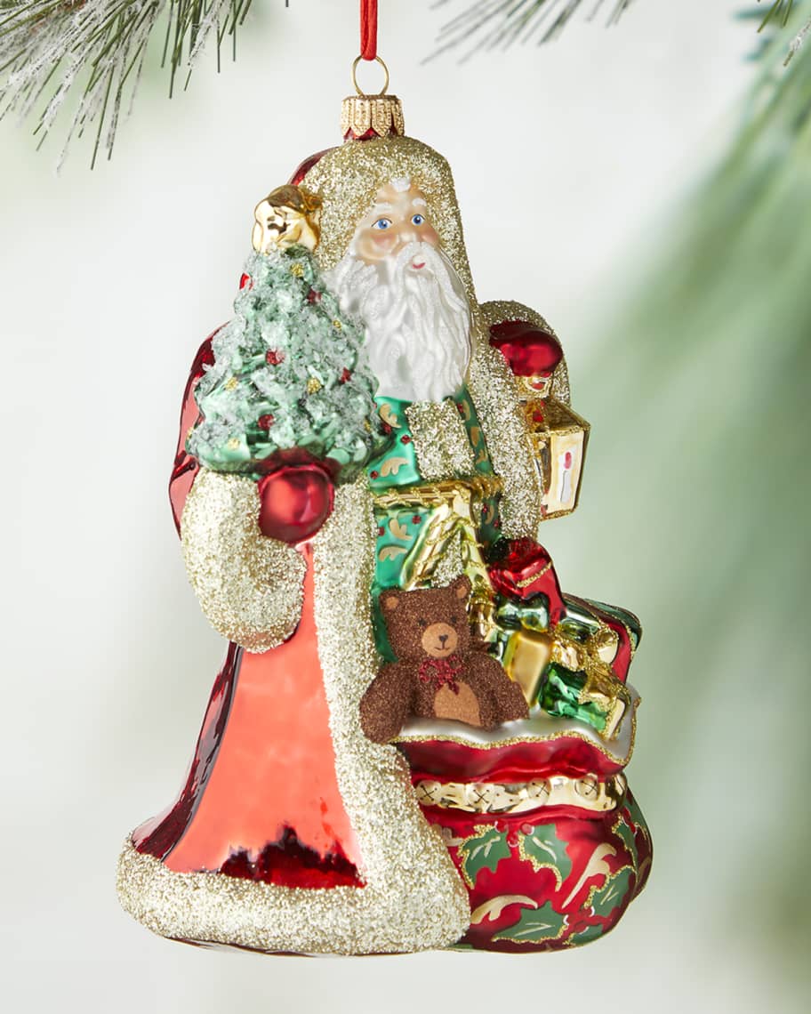 Neiman Marcus Santa With Christmas Tree And Sack Christmas Ornament
