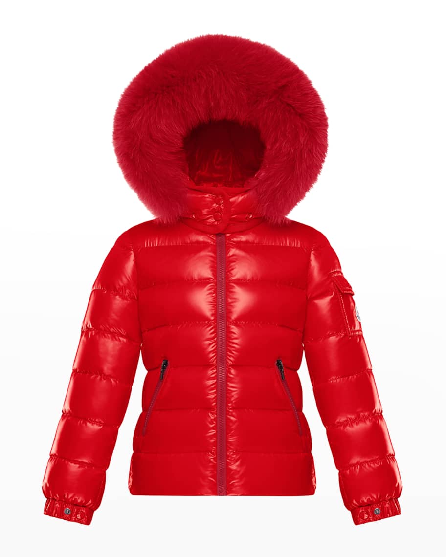 Red moncler coat with fur sales