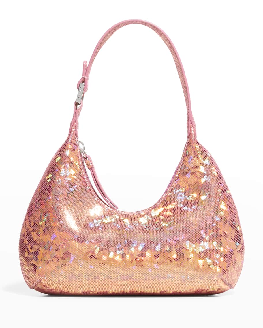 By Far Pink Baby Amber Small Patent Leather Shoulder Bag