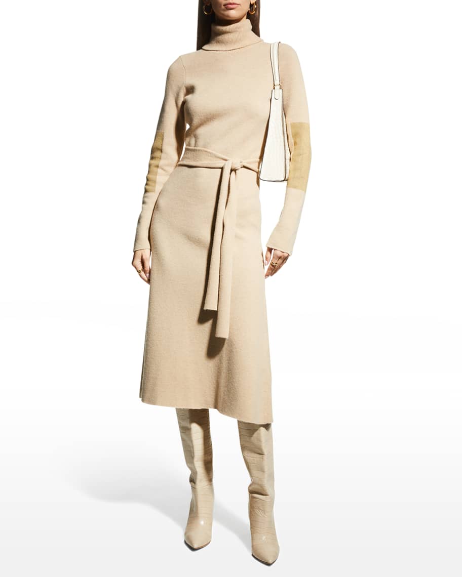 Victoria Beckham Turtleneck Belted Midi Dress | Neiman Marcus