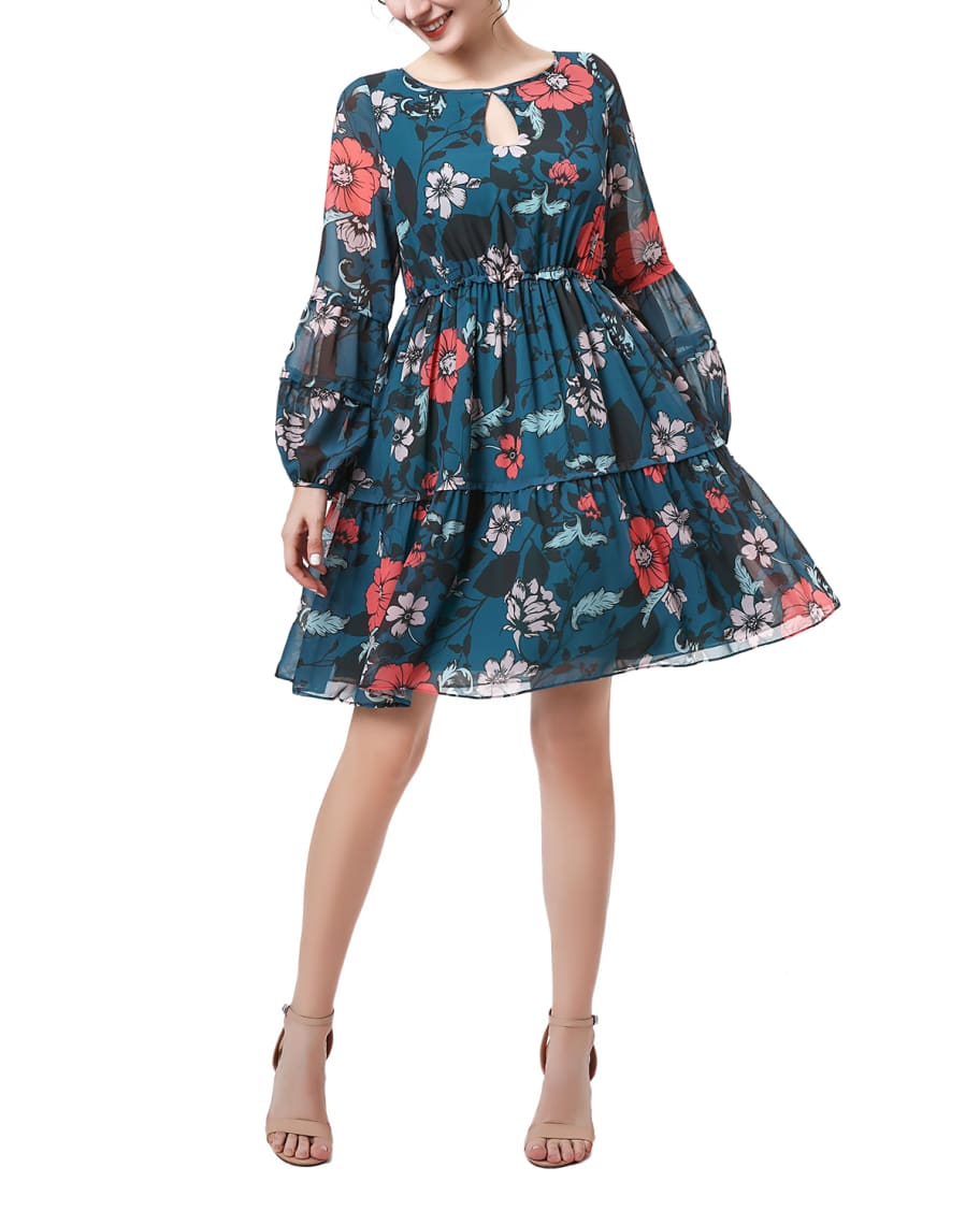 Kimi + Kai Maternity Jupiter Floral Babydoll Dress | Neiman Marcus