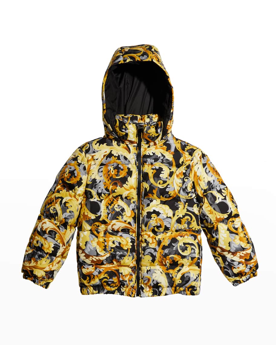 Versace Kid's Barocco-Print Quilted Jacket, Size 4-6 | Neiman Marcus