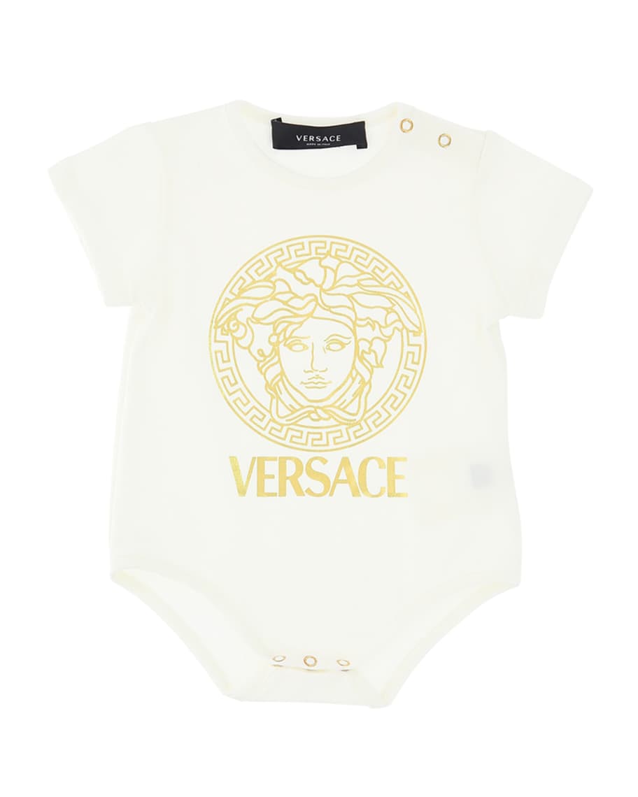Versace Kid's Medusa Logo Bodysuit, Size 3-18M | Neiman Marcus