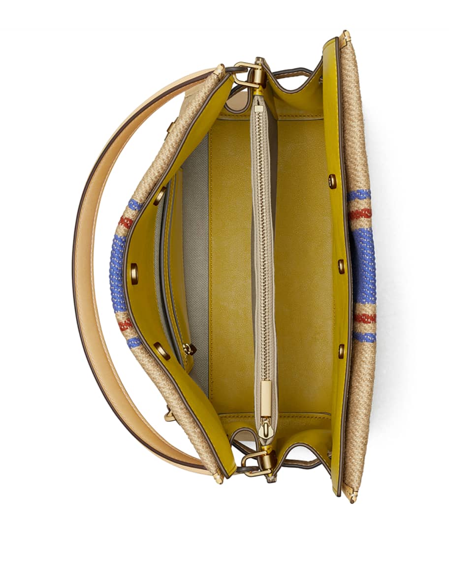 Tory Burch Lee Radziwill Striped Jute Satchel Double Bag Neiman Marcus