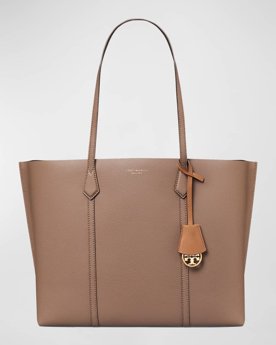 Tory Burch Perry Canvas Triple-Compartment Small Tote - Neutrals