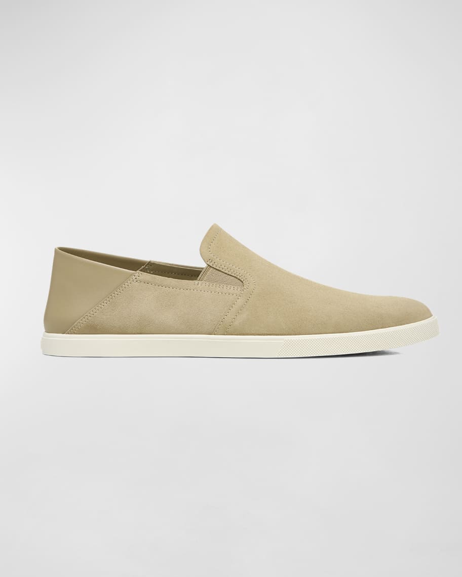 Vince Men s Sanders Suede Leather Slip On Sneakers Natural Neiman Marcus