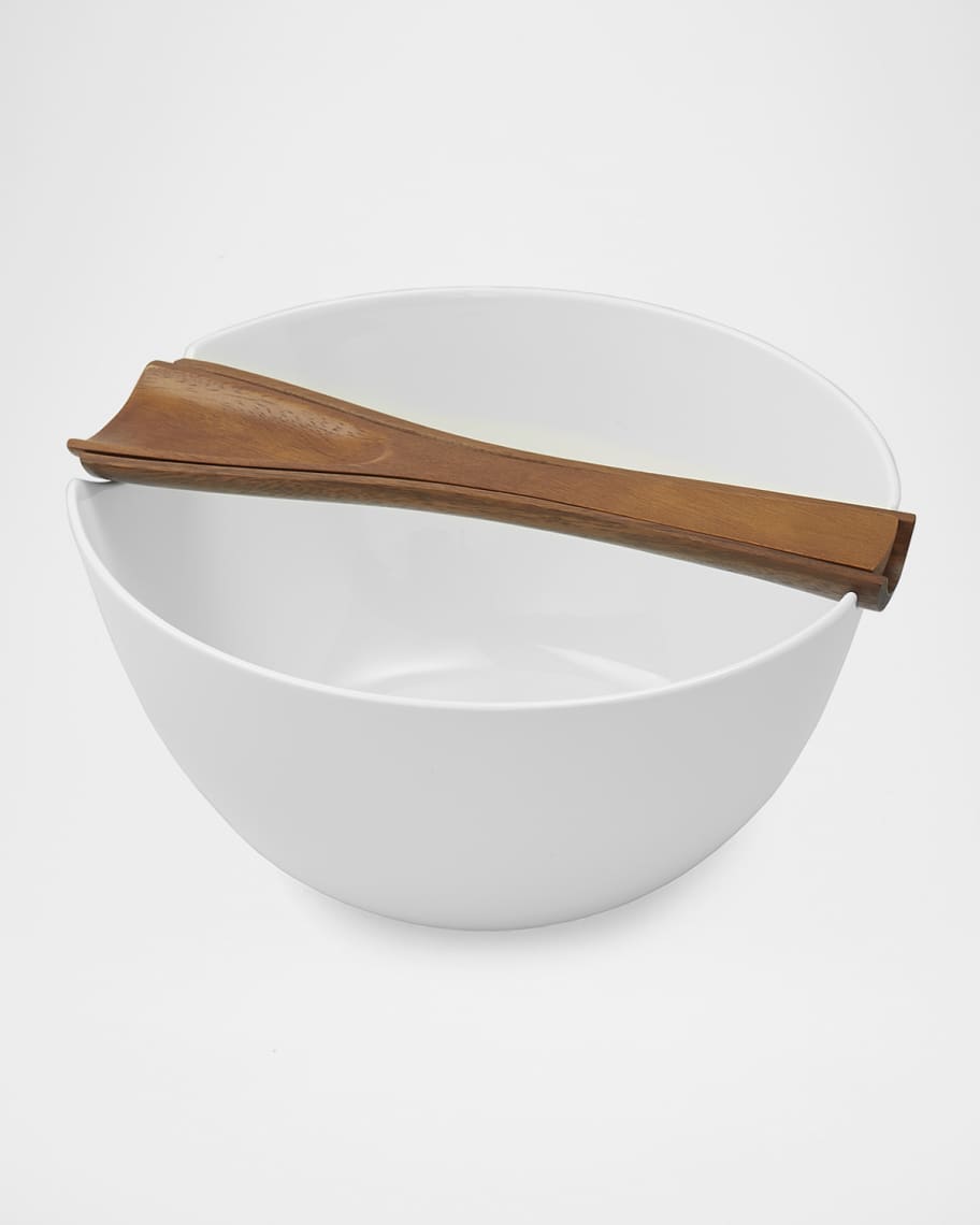 Nambe Qautro Salad Bowl with Servers