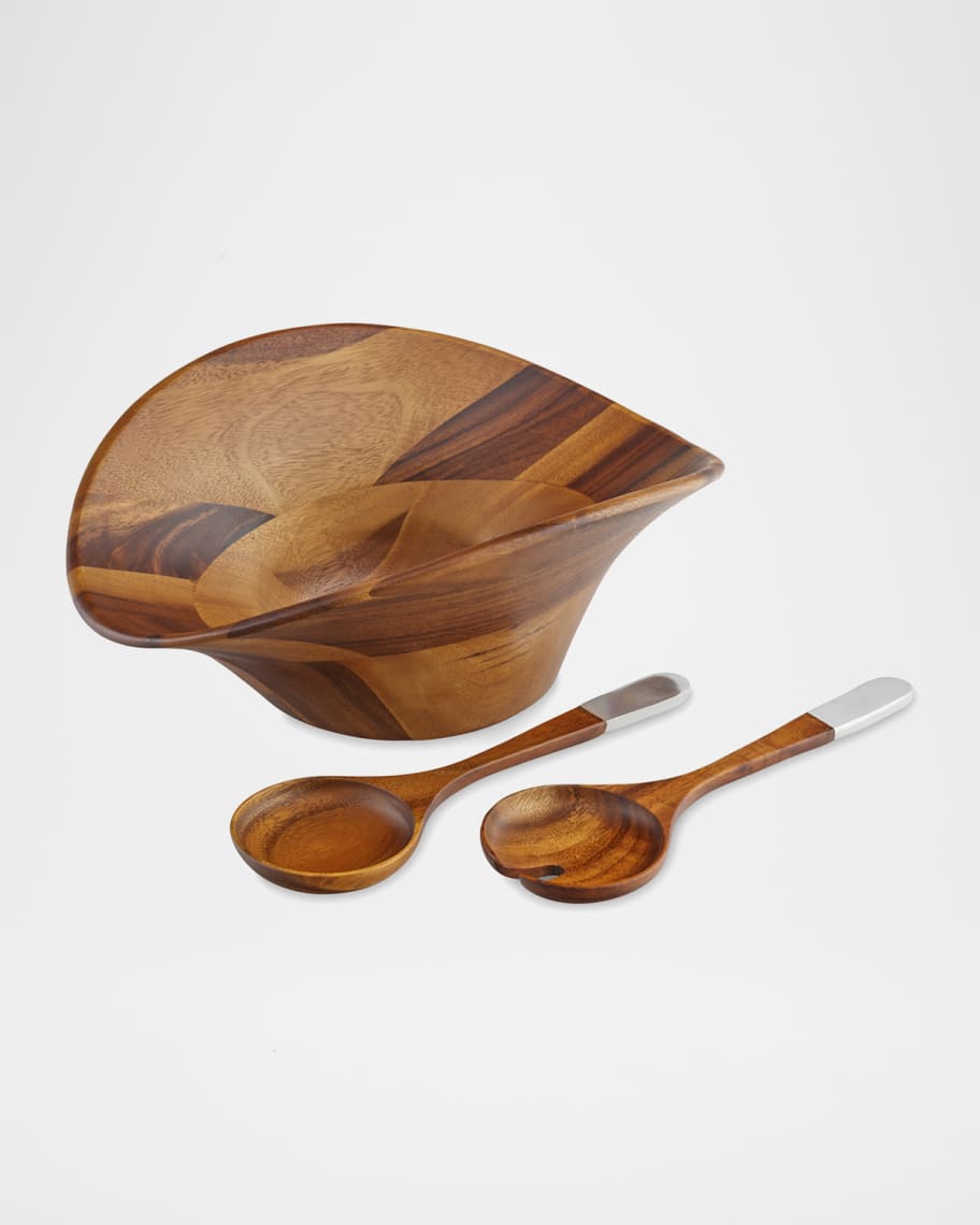Nambe Ripple Salad Bowl with Servers