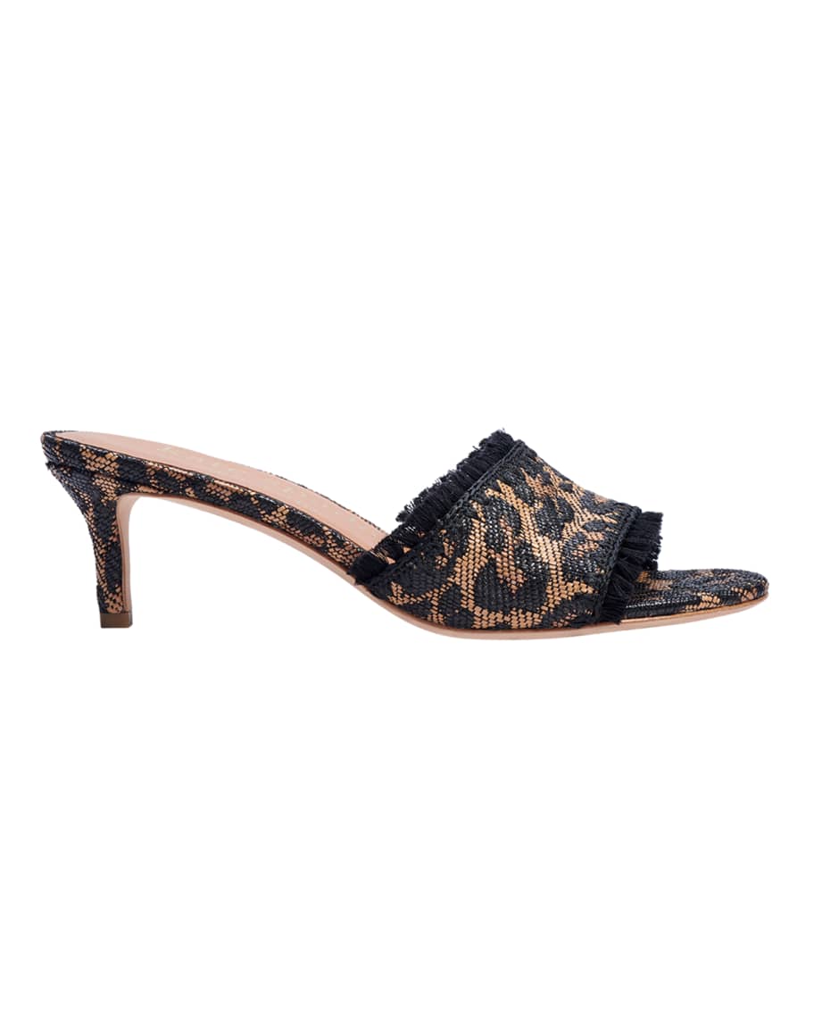 kate spade new york sabine leopard-print raffia slide sandals | Neiman ...