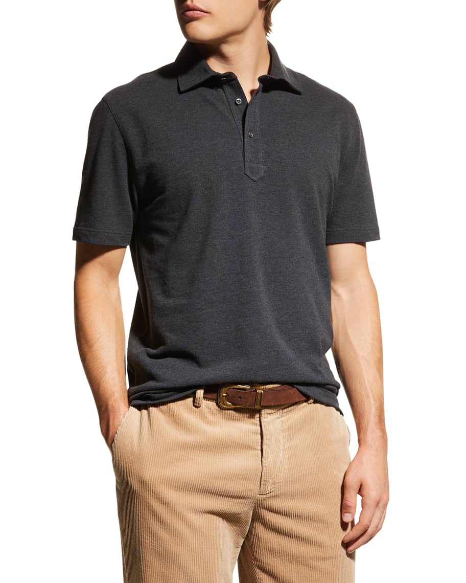 Brunello Cucinelli Men's Basic Pique Polo Shirt | Neiman Marcus