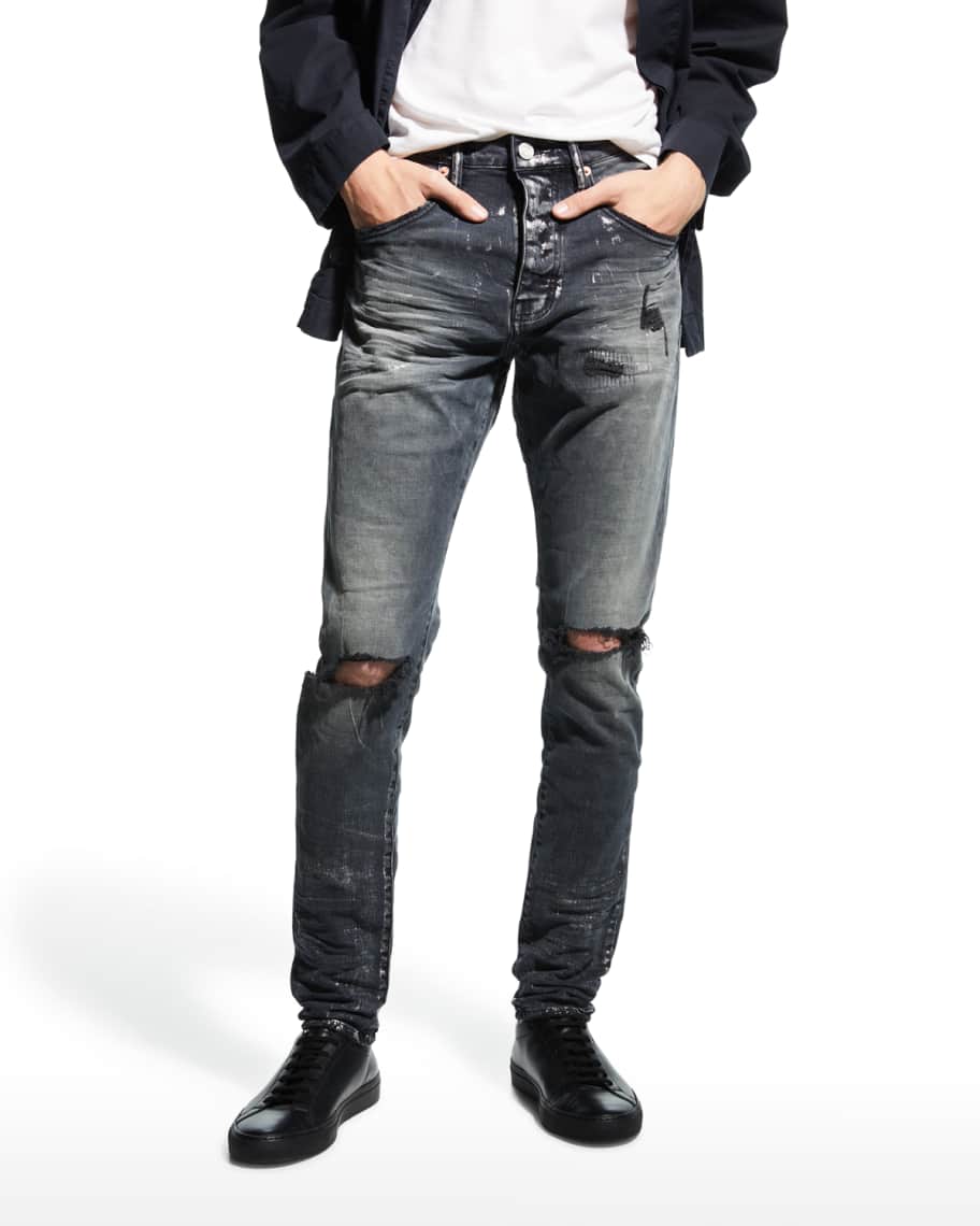 PURPLE Vintage Repair Distressed Denim Jeans | Neiman Marcus