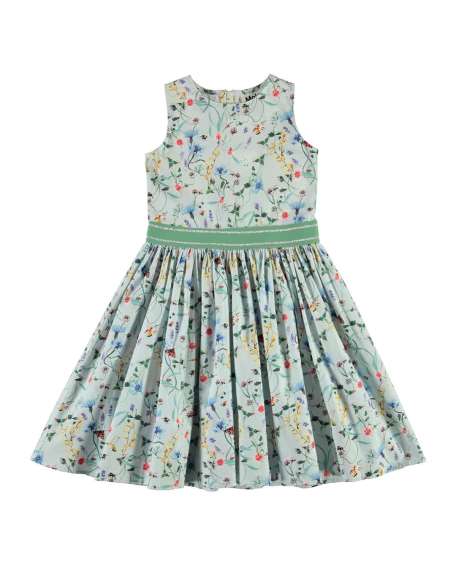 Molo Girl's Carli Floral-Print Poplin Dress, Size 3T-12 | Neiman Marcus