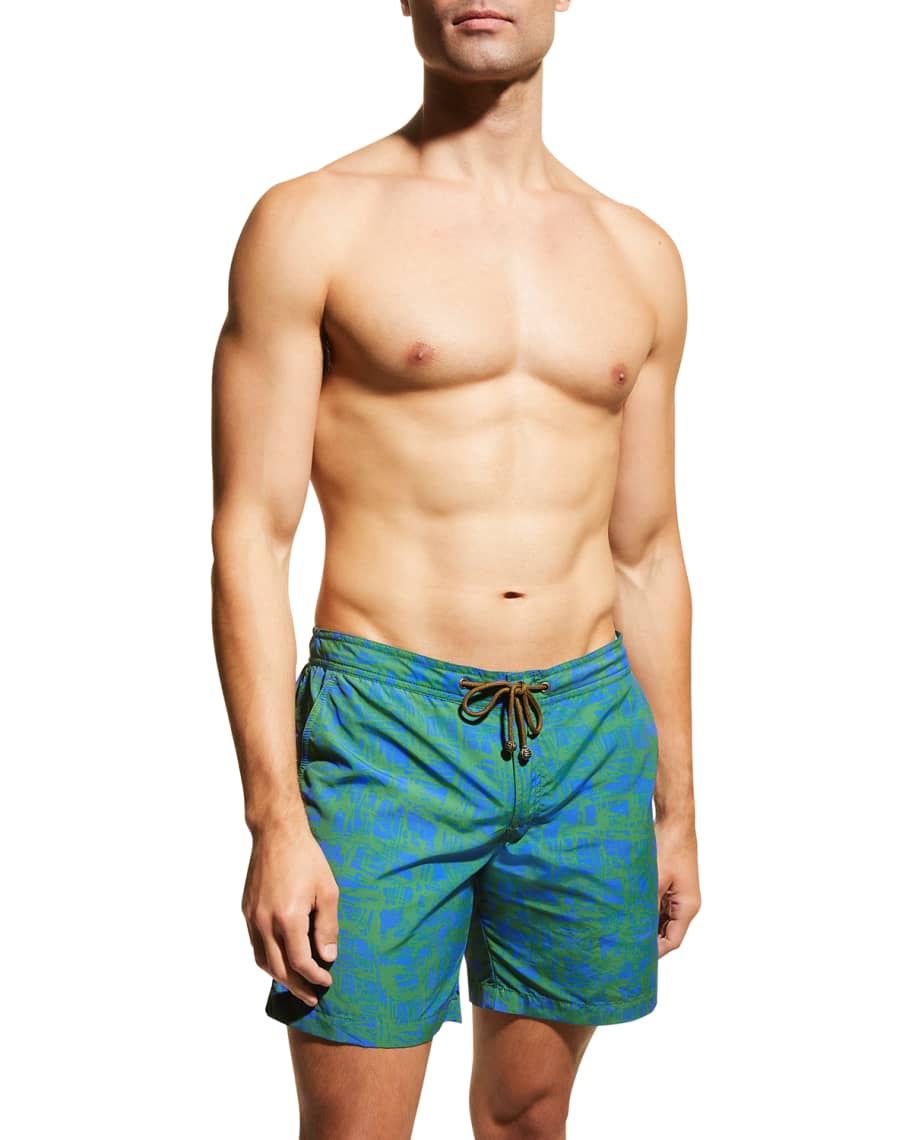 Charvet X Thorsun Men's Brushstroke-Print Swim Shorts, Green | Neiman ...