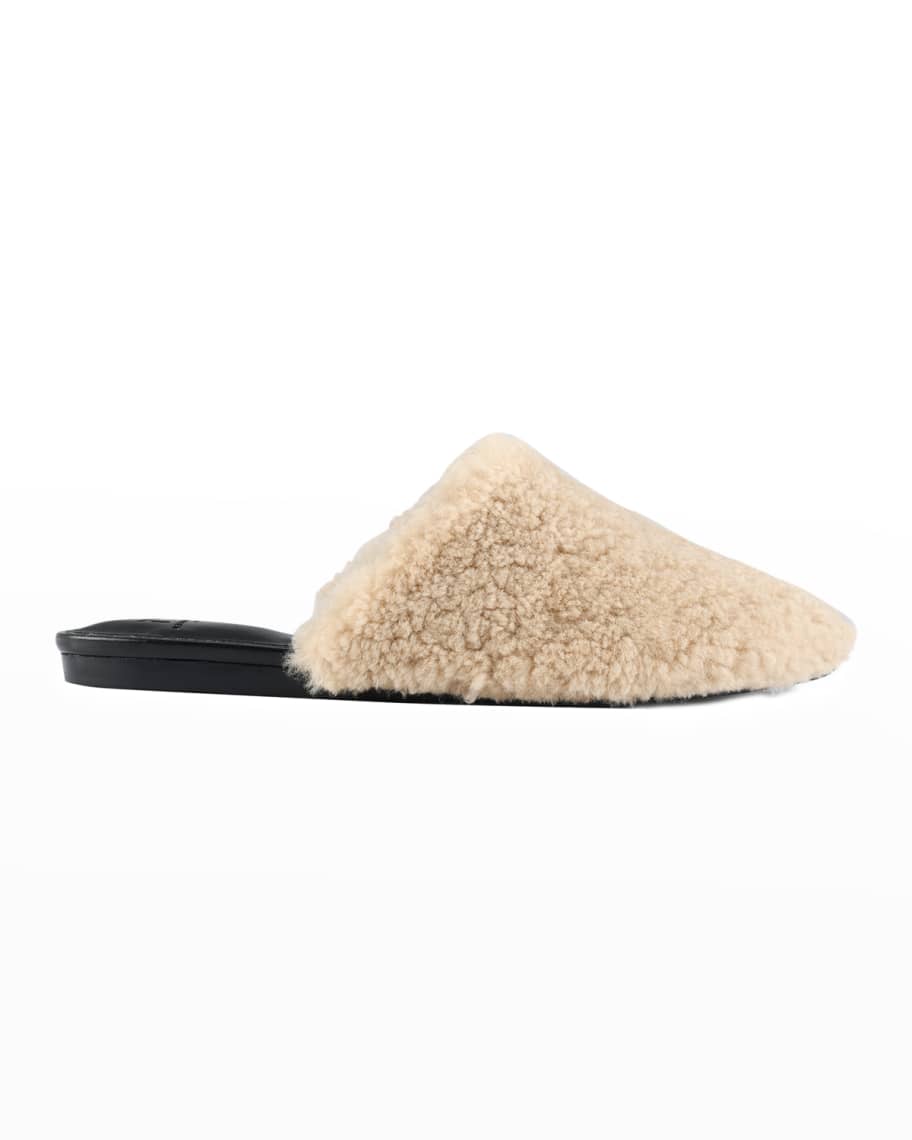 Marc Fisher Ltd Sabrina Shearling Flat Mules Neiman Marcus