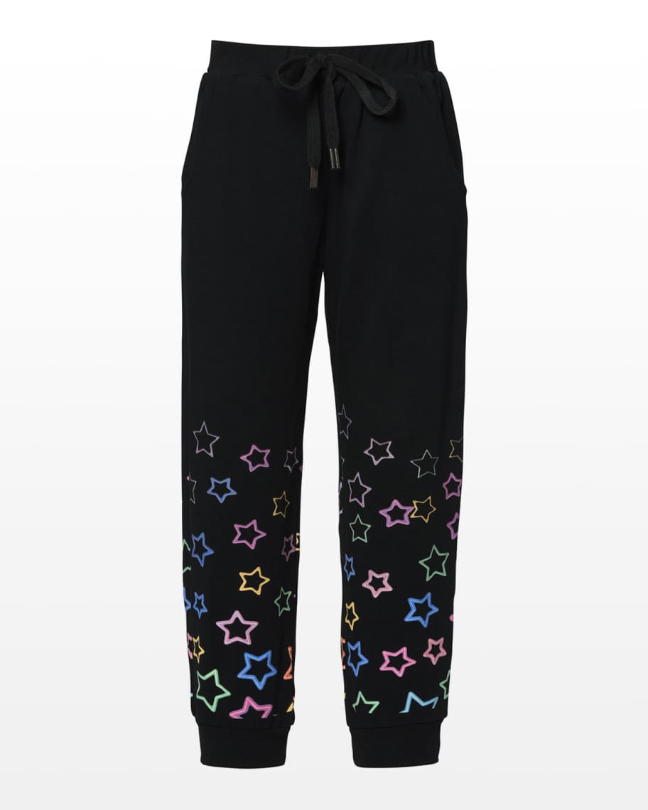 Hannah Banana Girl's Foiled Star Jogger Pants, Size 4-6X | Neiman Marcus