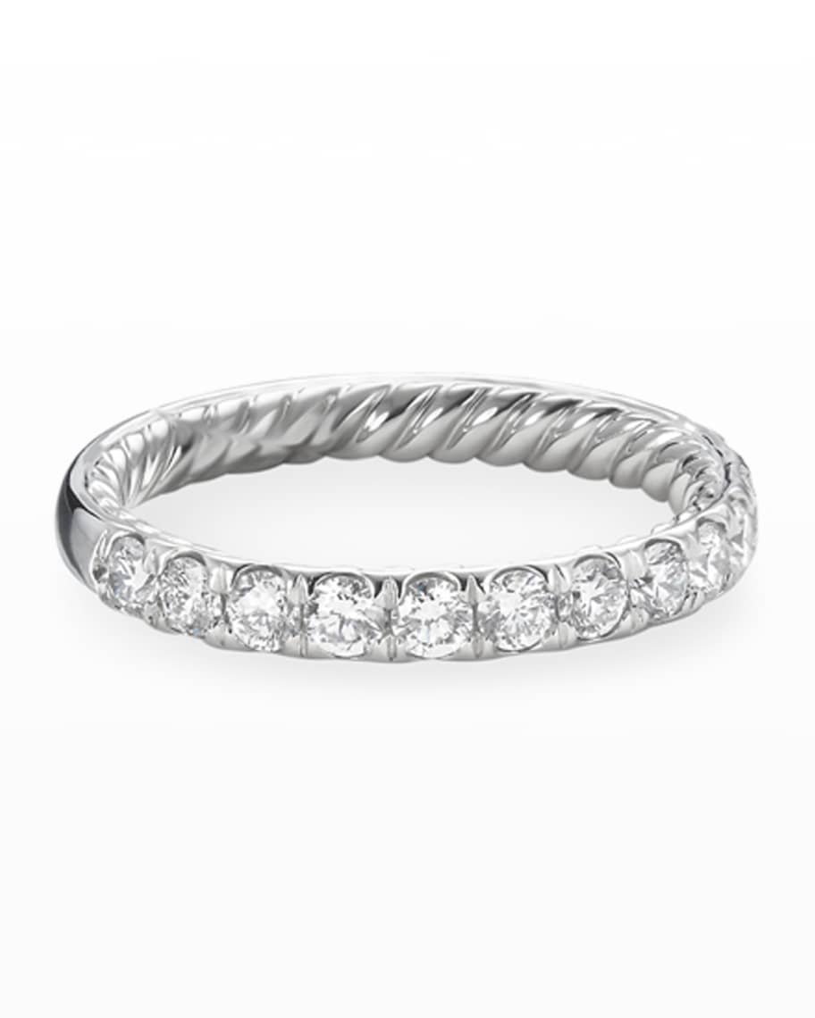 David Yurman Platinum Eternity Diamond Wedding Band, Size 7 Neiman Marcus