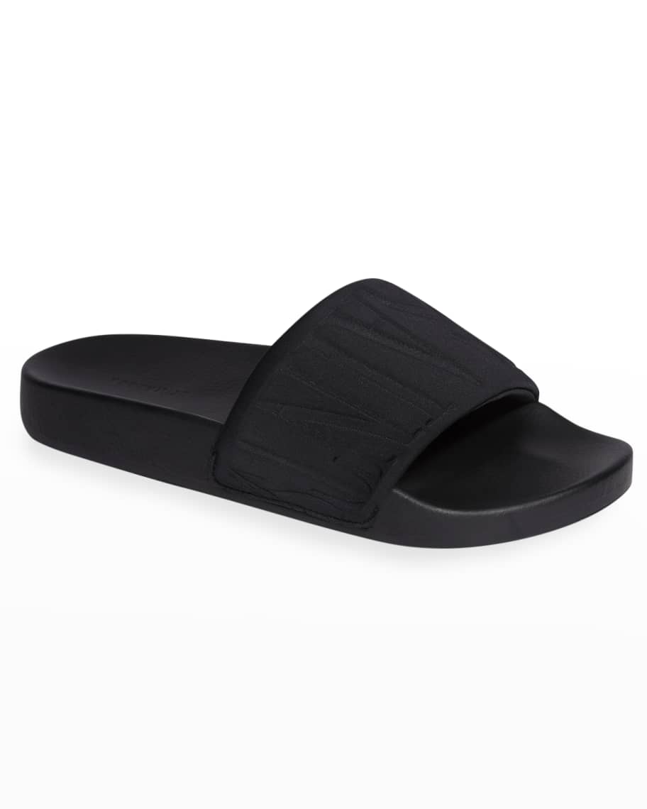 AllSaints Signet Logo Slide Sandals | Neiman Marcus