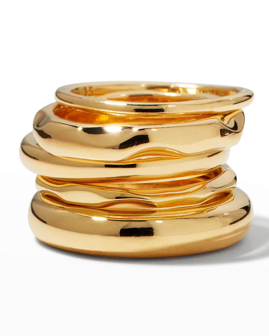 Bottega Veneta Stack Rings, Set of 5, Size 7.5 and 8