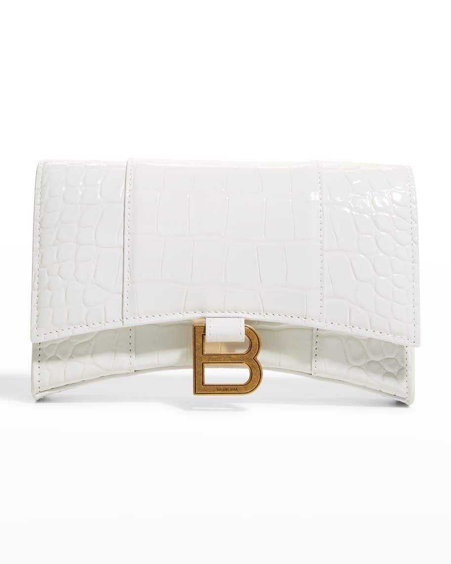 women's hourglass wallet on chain in white