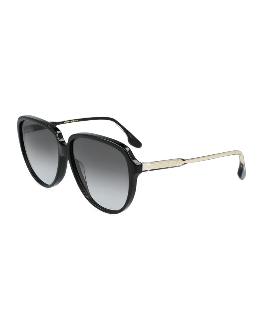 Victoria Beckham Guilloche Round Acetate Sunglasses | Neiman Marcus