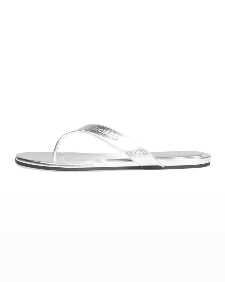 Balenciaga Metallic Thong Flat Sandals | Neiman Marcus