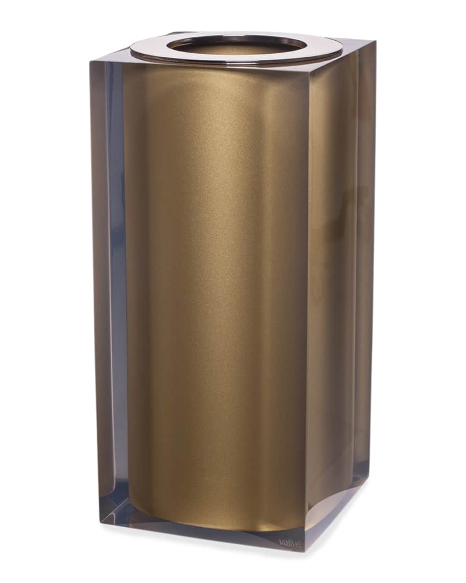Vallve Gloss Gold Waste Basket Neiman Marcus