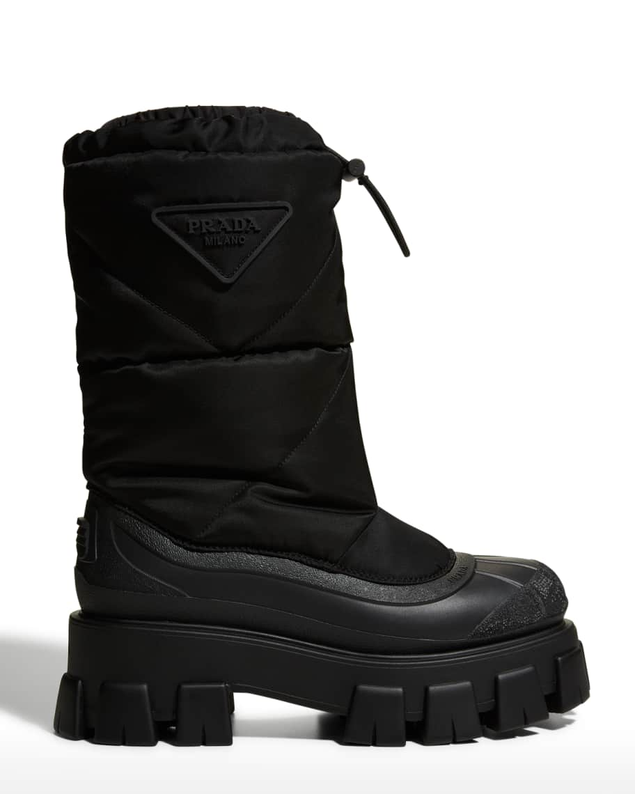 Prada Monolith Nylon Lug-Sole Weather Booties | Neiman Marcus