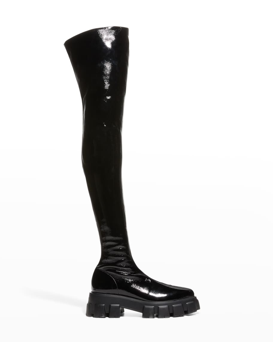 PRADA MONOLITH モノリス Black Monolith brushed leather loafers | PRADA