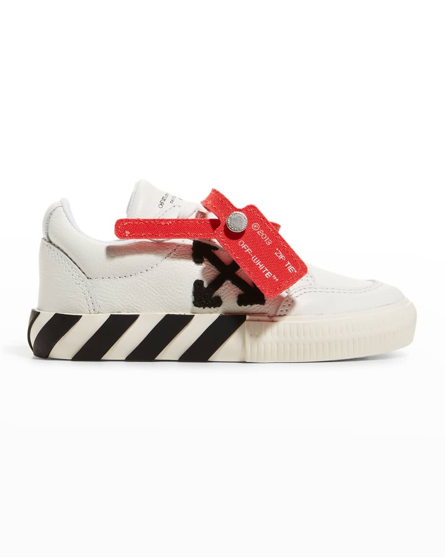 Off-White Kid's Arrow Leather Grip-Strap Low-Top Sneakers, Toddler