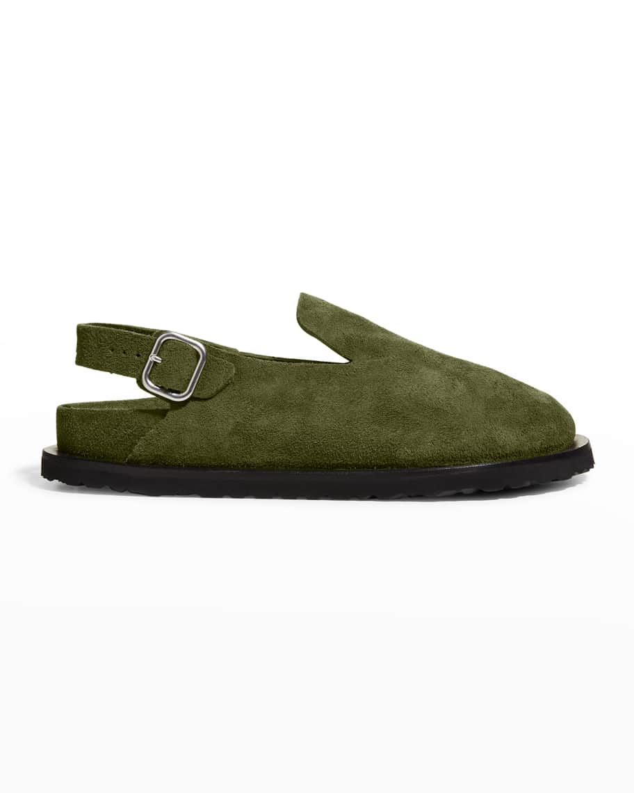 Jil Sander x Birkenstock Men's Berlin Suede Clog Mules | Neiman Marcus