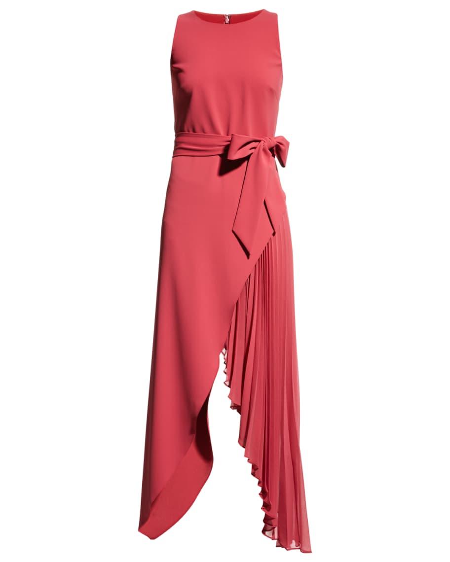 badgley mischka pleated gown