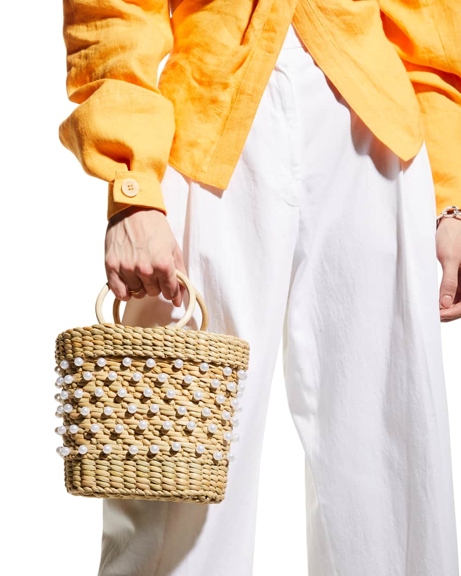 Poolside The Mak Pearly Straw Mini Beach Tote Bag