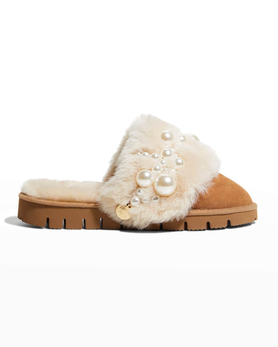 Alameda Turquesa Pinctada Pearly Suede Mule Slippers