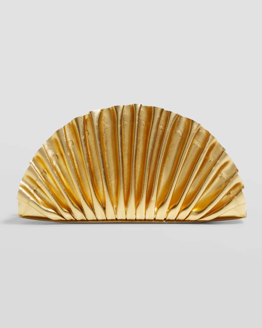 宿禰池主　アクセサリー3点 Cult Gaia Nala Mini Pleated Metallic Leather Clutch Bag | Neiman