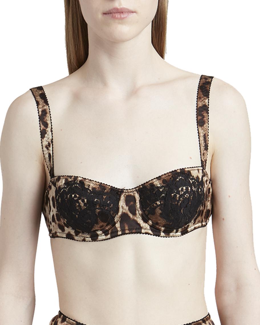 Dolce & Gabbana Blue Leopard Print Padded Balconnet Bra Underwear