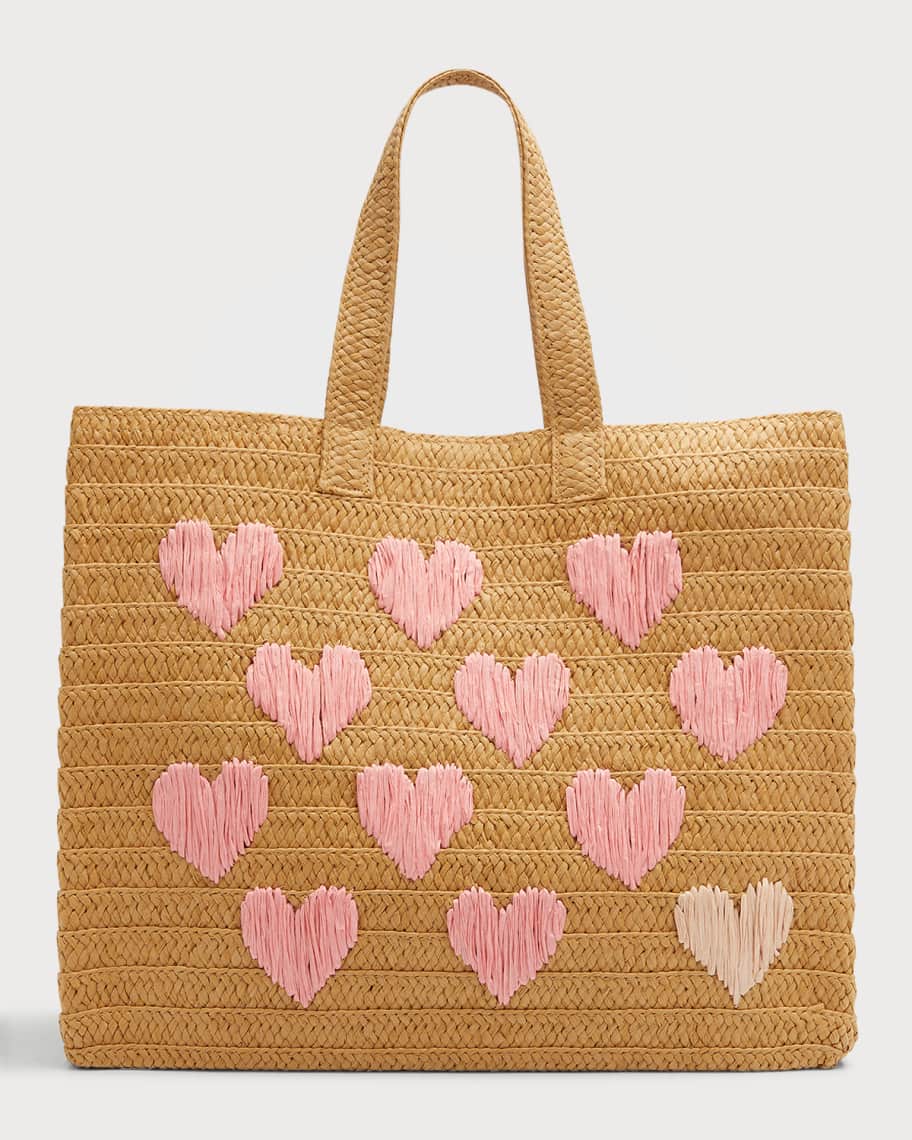 BTB Los Angeles Embroidered Heart Beach Tote Bag | Neiman Marcus