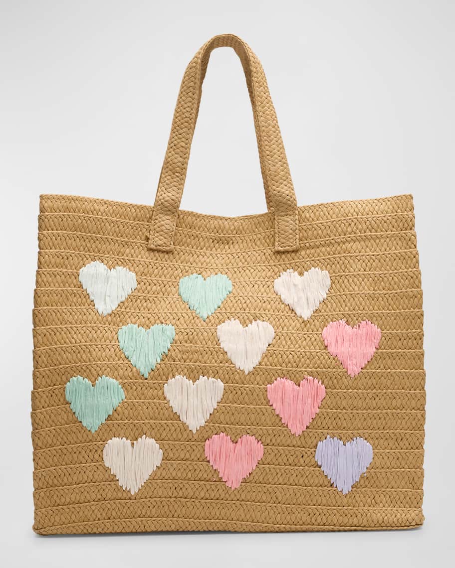 BTB Los Angeles Embroidered Heart Beach Tote Bag | Neiman Marcus