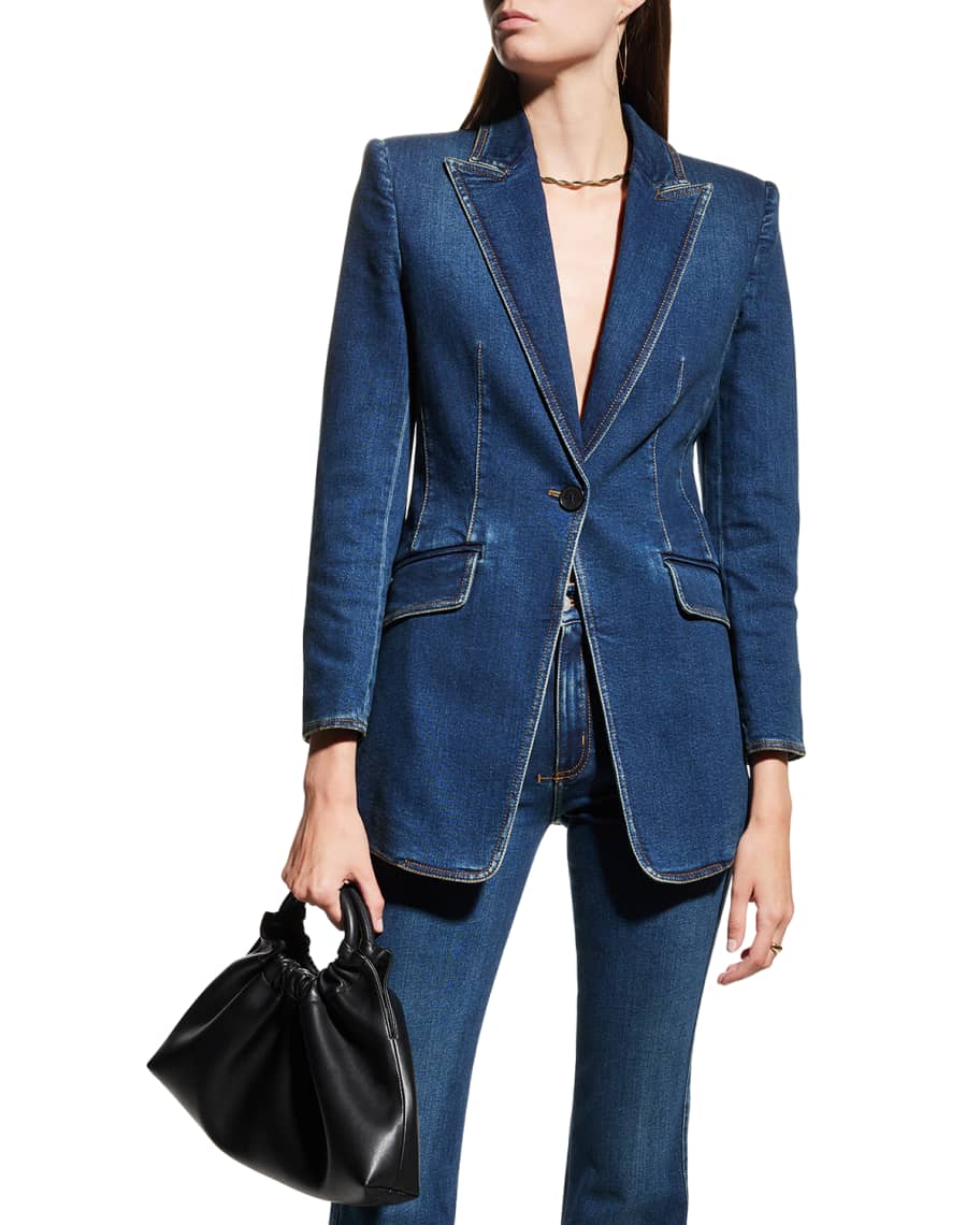 Alexander McQueen Denim Blazer Jacket | Neiman Marcus