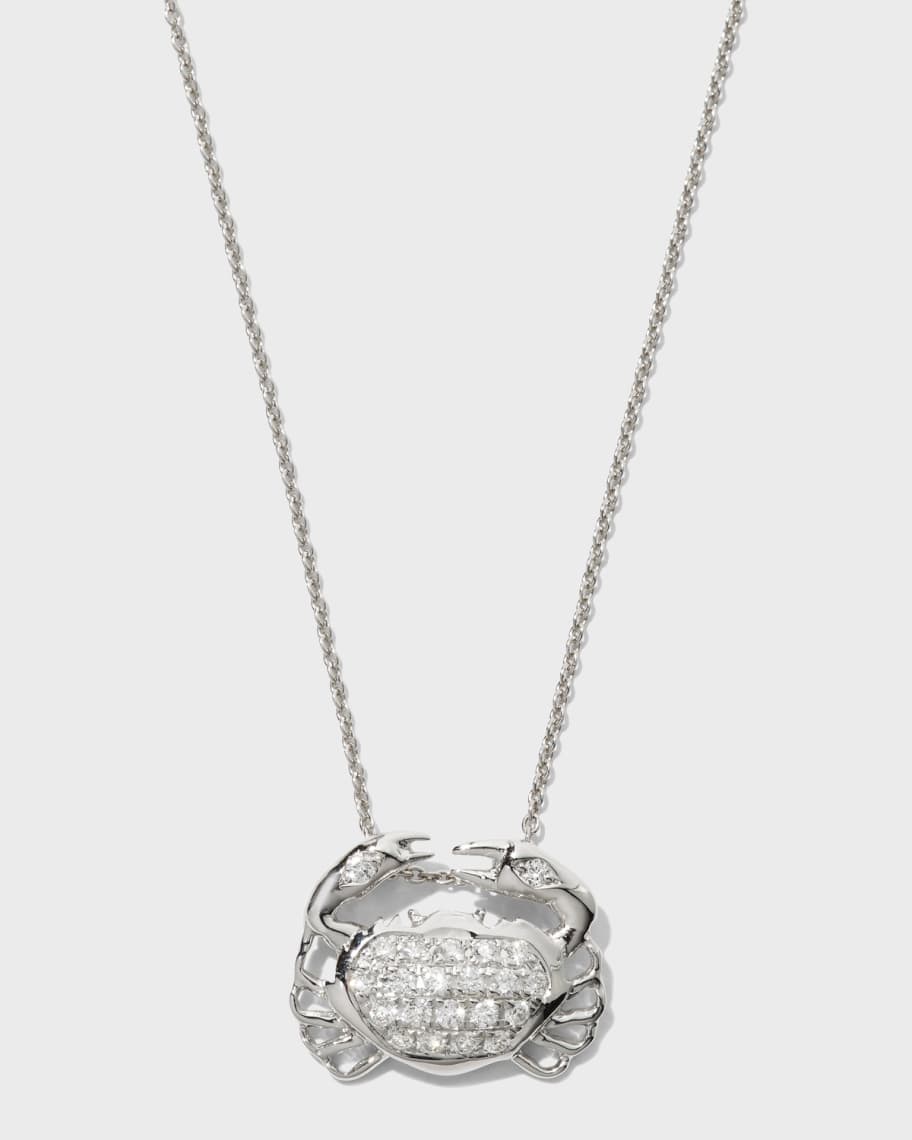 Image 1 of 5: Crab Tiny Treasures Necklace in White Gold