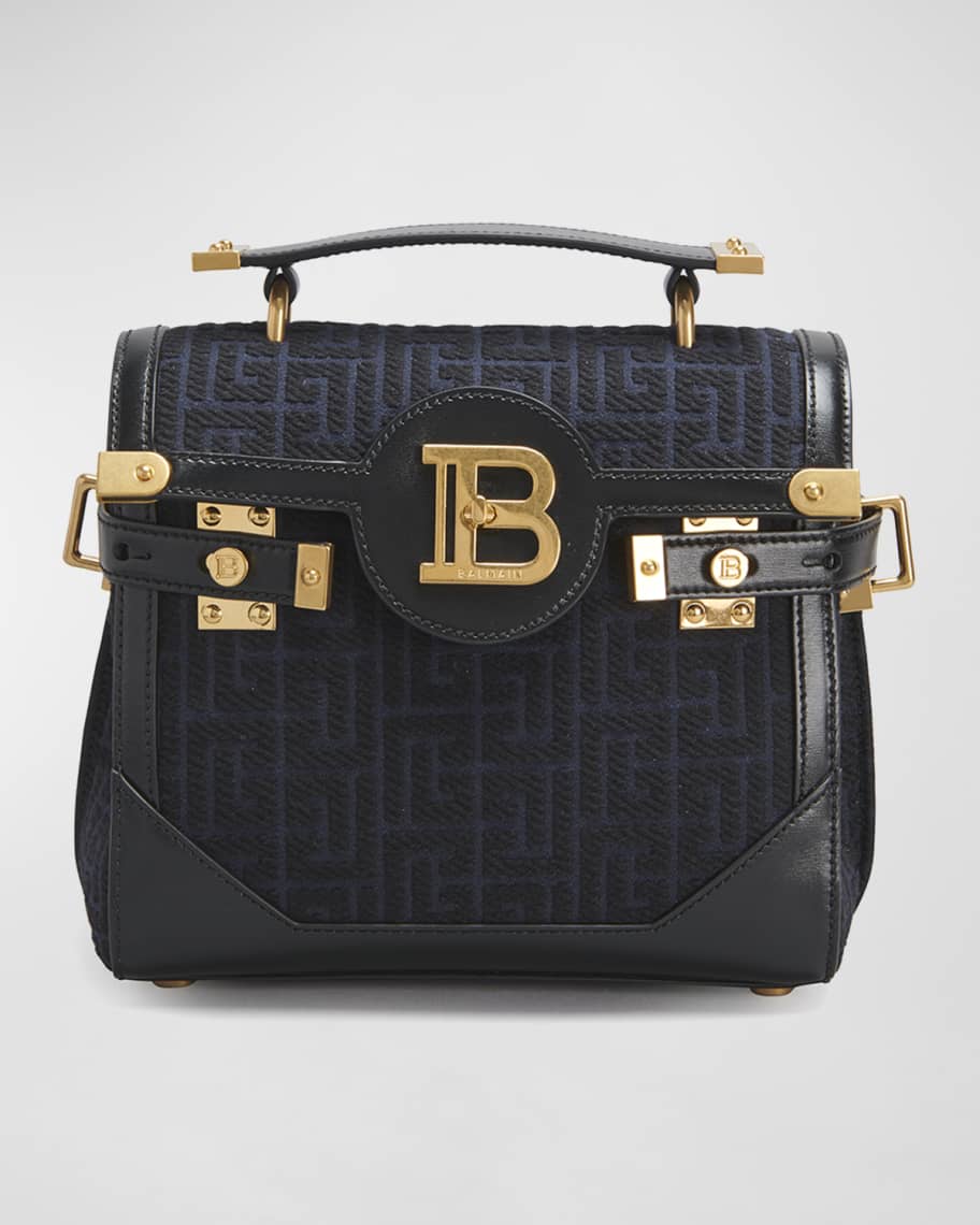 Balmain BBuzz 23 Monogram Jacquard Satchel Bag Neiman Marcus