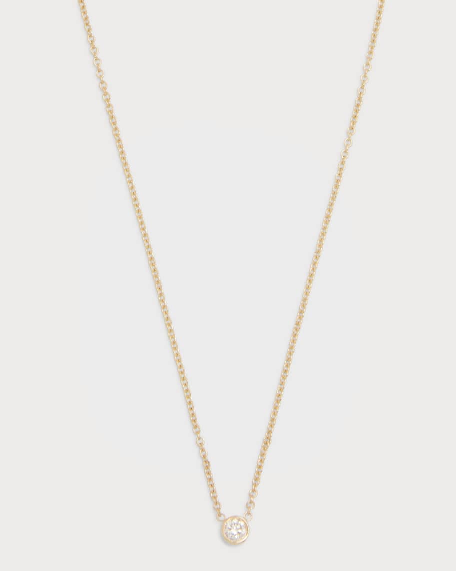 Zoe Lev Jewelry 14K Gold Small Bezel Diamond 0.10ct Necklace Neiman