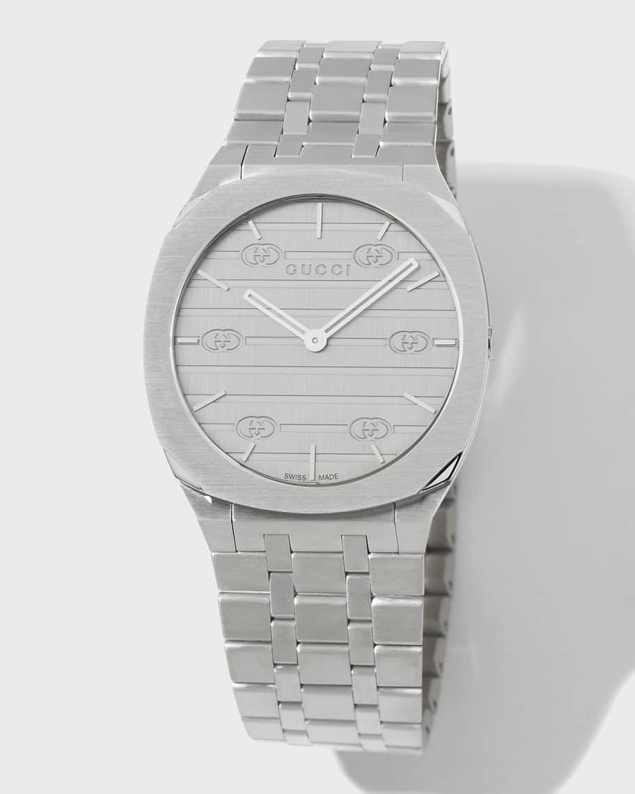 Gucci 25H 34mm Stainless Steel Bracelet Watch | Neiman Marcus