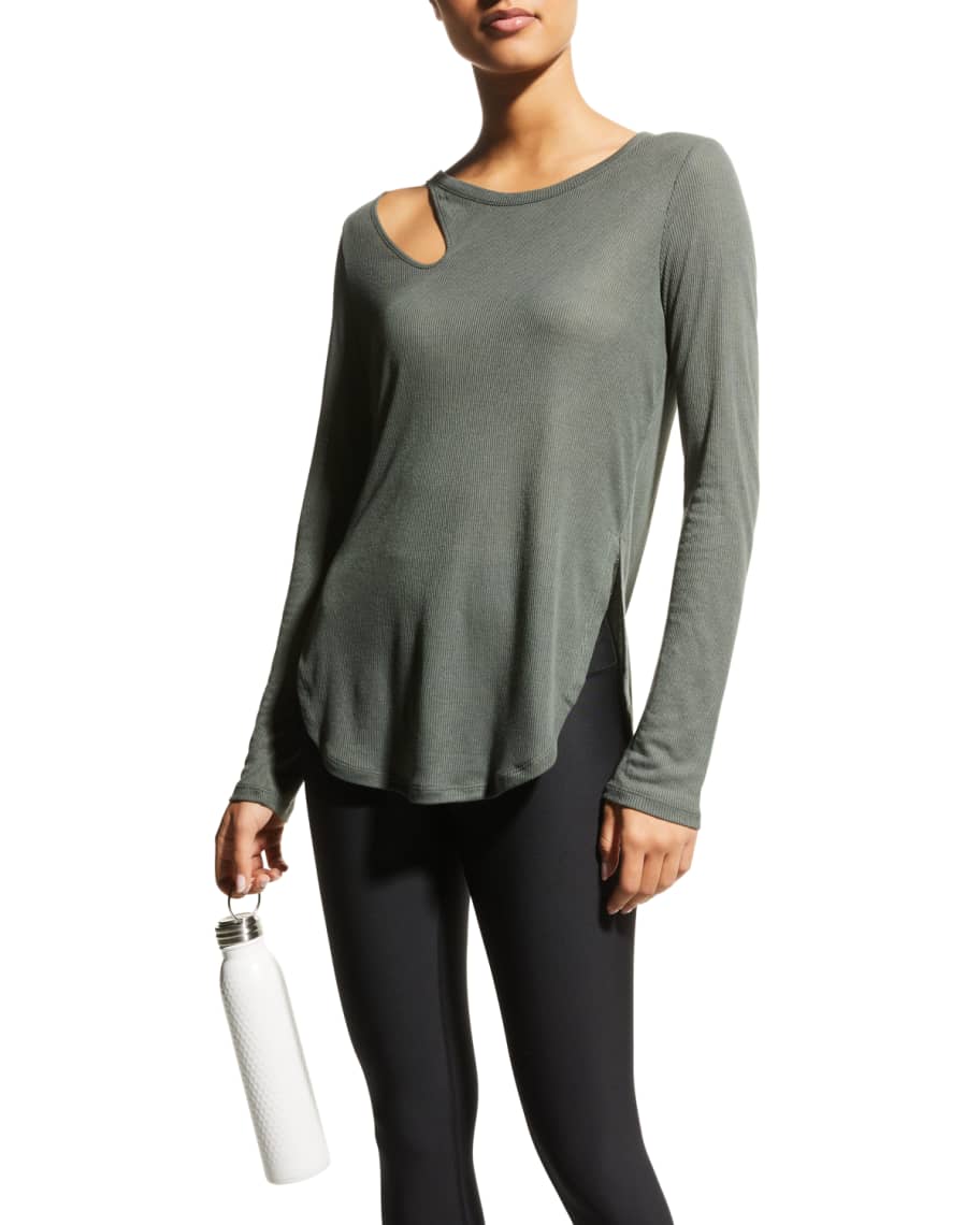 RBX Women Active Wear Top Long Sleeve Turtle Neck Cold Shoulder