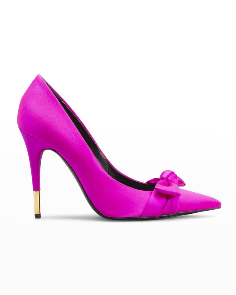TOM FORD 105mm Bow Satin Pumps | Neiman Marcus