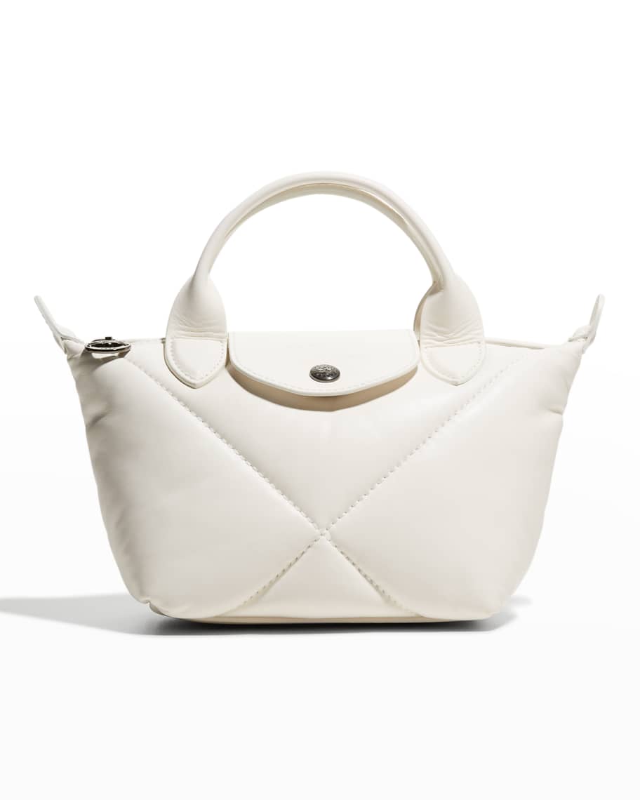 Longchamp Le Pliage Cuir Extra Small Top Handle Bag in White