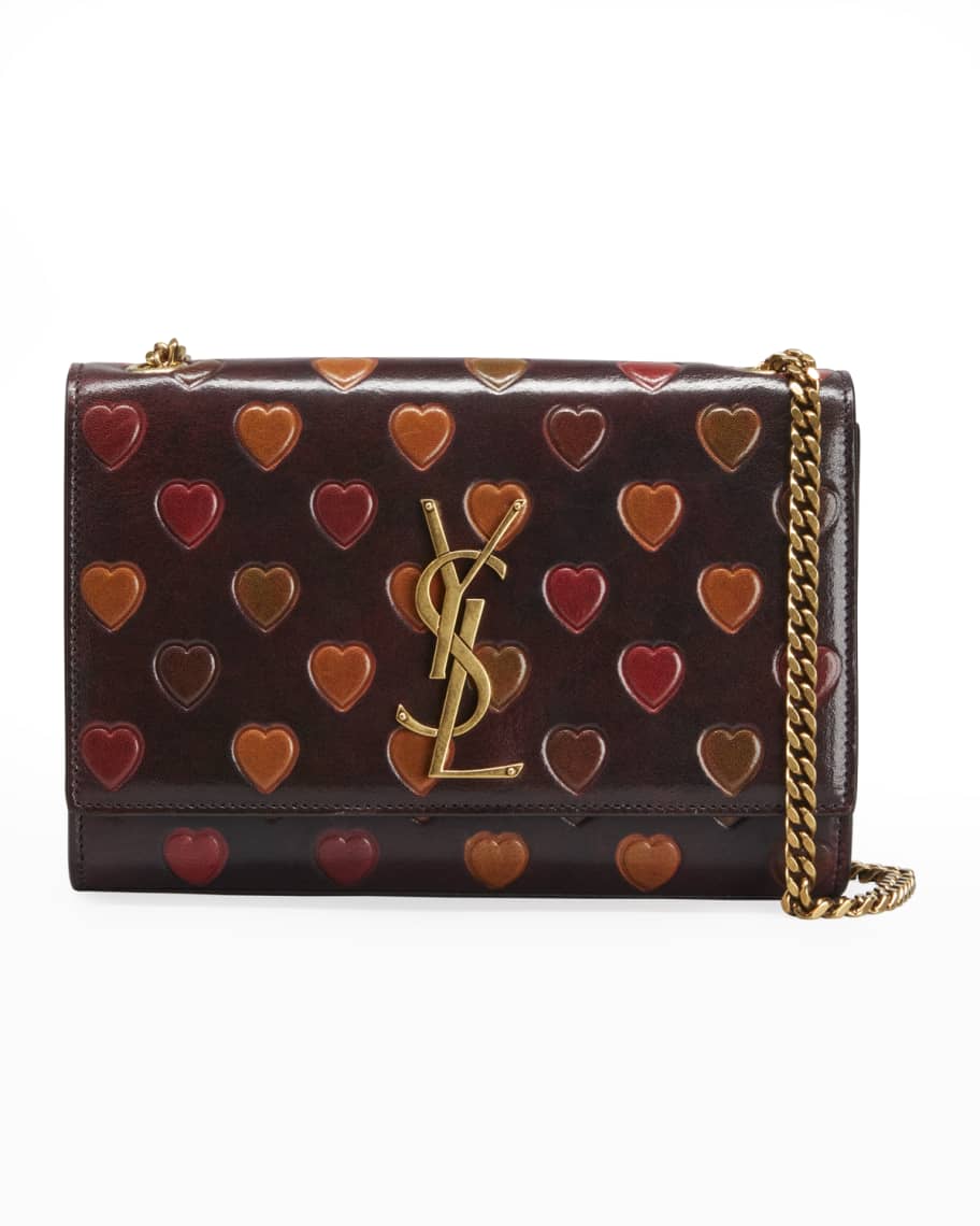 Saint Laurent Leopard Heart Print Leather Monogram Kate Chain Small Sh –  LuxeDH