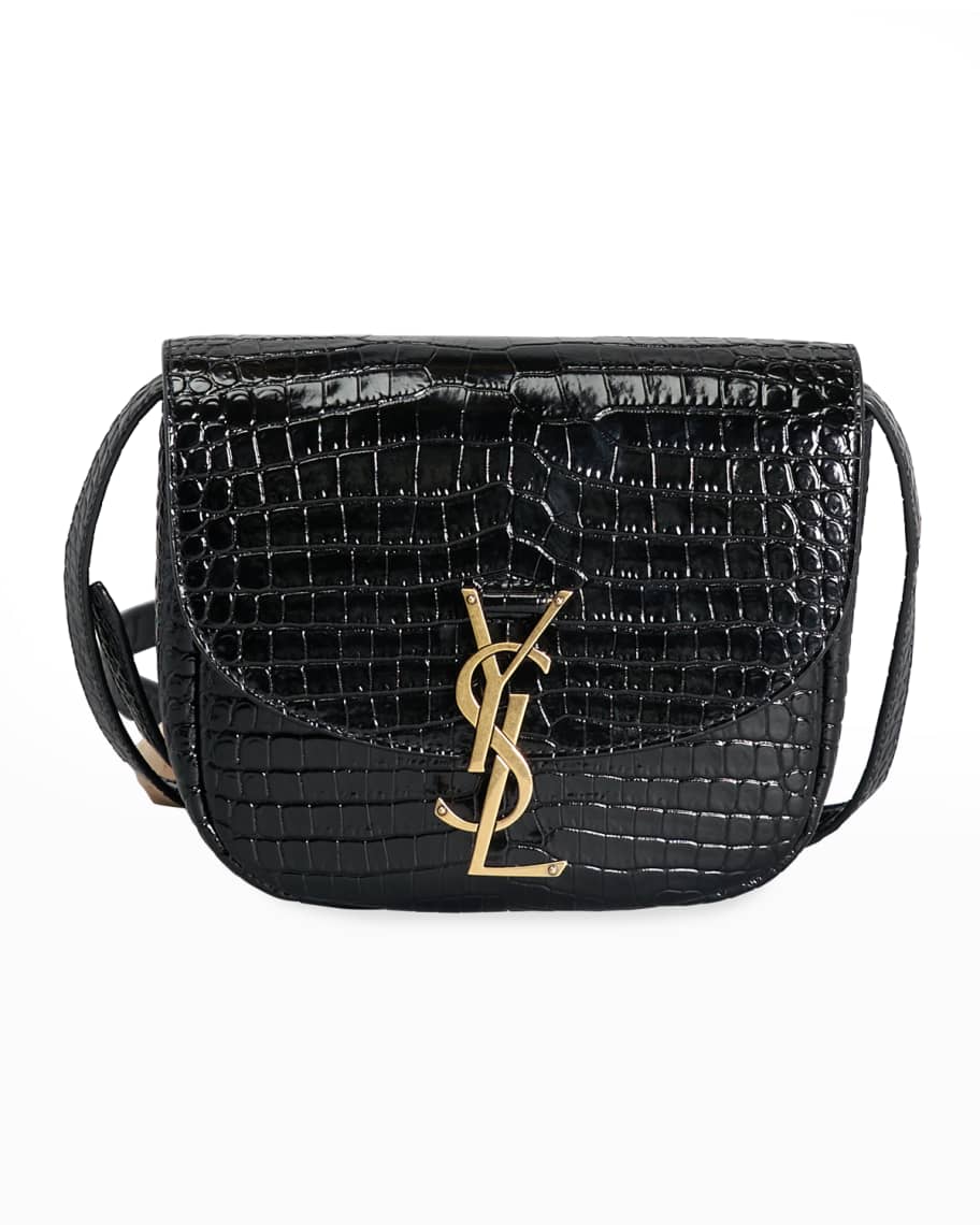 lou mini bag in crocodile-embossed patent leather
